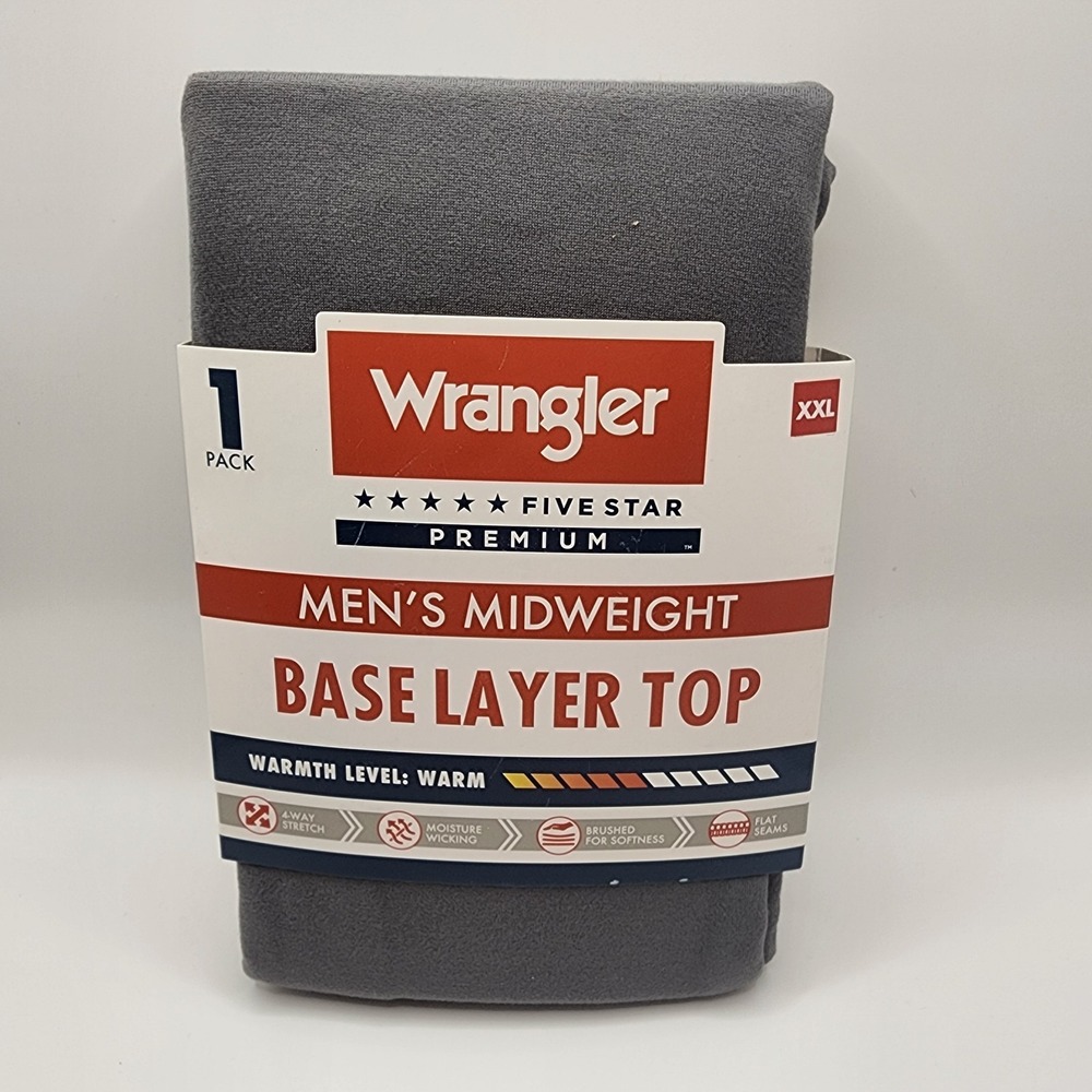 Wrangler Five Star Base Layer Top Men's 2XL Gray Midweight Thermal NWT